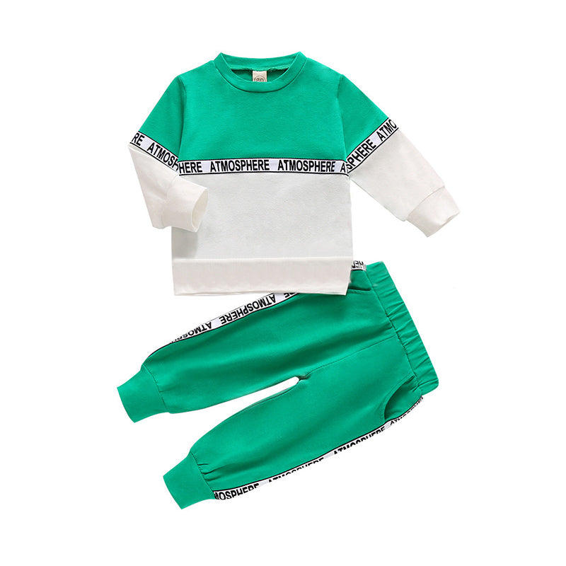 2 Pieces Kid ATMOSPHERE Color Blocking Set Top Matching Pants Wholesale 46923532