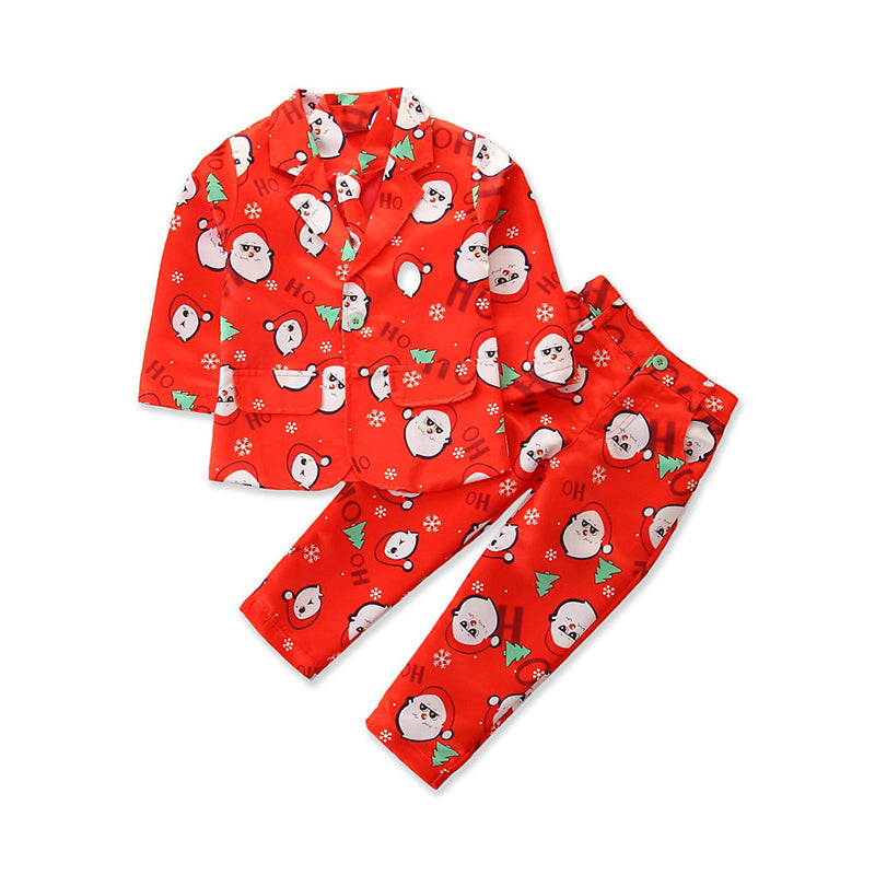 3 Pieces Set Kid Boys Christmas Letters Cartoon Star Print Blazers Pants And Others accessories Wholesale 59287307