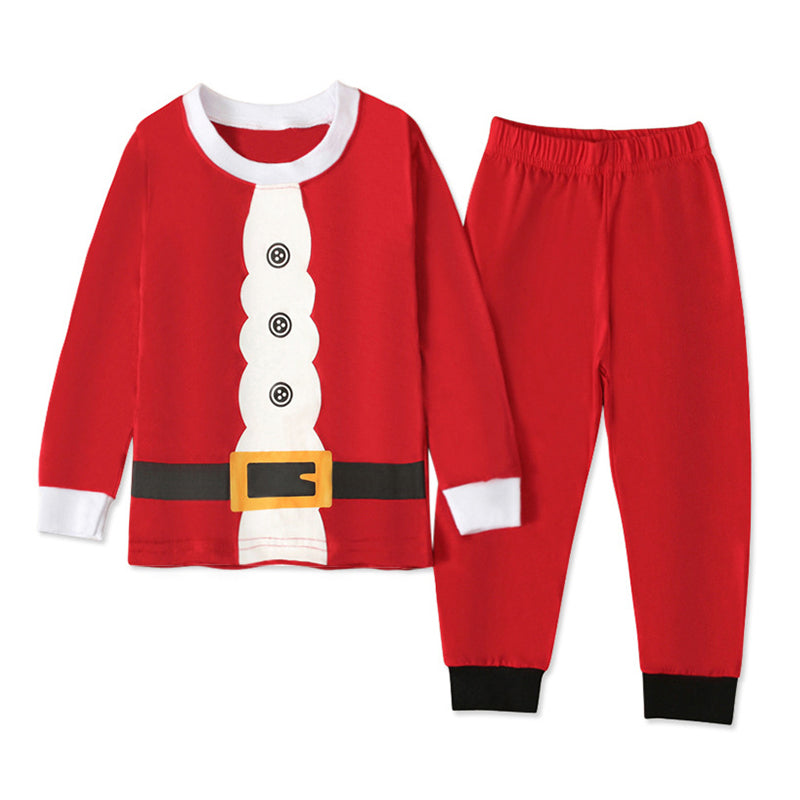 2 Pieces Kid Boy Christmas Sleepwear Set Print Red Tee & Pants Wholesale 82594986
