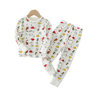 Load image into Gallery viewer, 2 Pieces Set Kid Unisex Fruit Dinosaur Animals Car Cartoon Print Tops And Pants Sleepwears Wholesale 97916280
