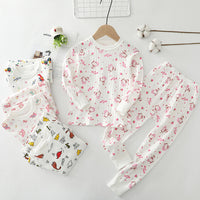 Load image into Gallery viewer, 2 Pieces Set Kid Unisex Fruit Dinosaur Animals Car Cartoon Print Tops And Pants Sleepwears Wholesale 97916280
