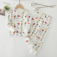 Load image into Gallery viewer, 2 Pieces Set Kid Unisex Fruit Dinosaur Animals Car Cartoon Print Tops And Pants Sleepwears Wholesale 97916280
