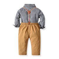 Load image into Gallery viewer, 2 Pieces Set Baby Kid Boys Dressy Checked Bow Shirts And Solid Color Pants Wholesale 01786822

