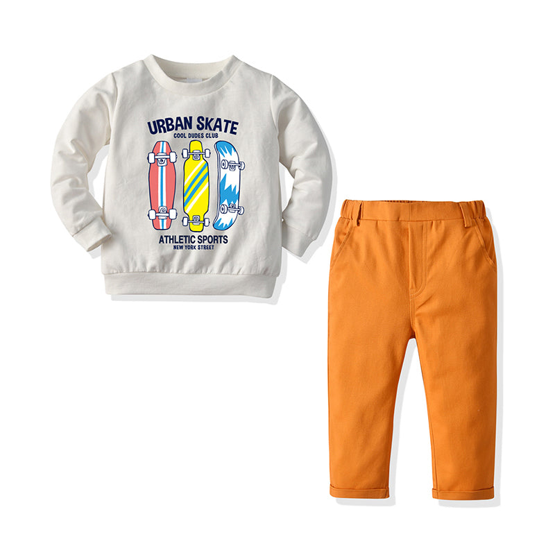2 Pieces Set Baby Kid Boys Letters Print Hoodies Swearshirts And Solid Color Trousers Wholesale 56826602