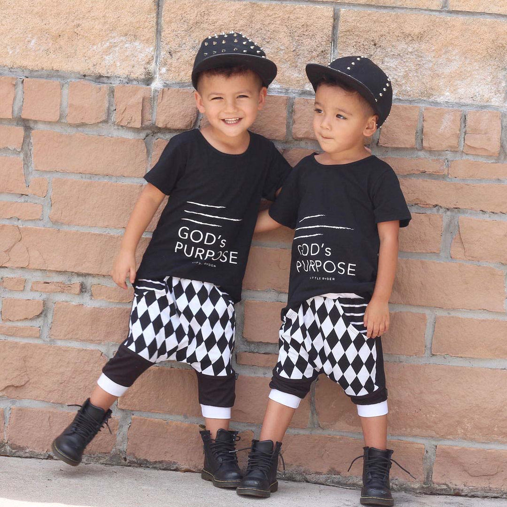 2 Pieces Kid Boy Street Style Set Letter Print T-shirt And Geometric Shorts  Wholesale 59772521