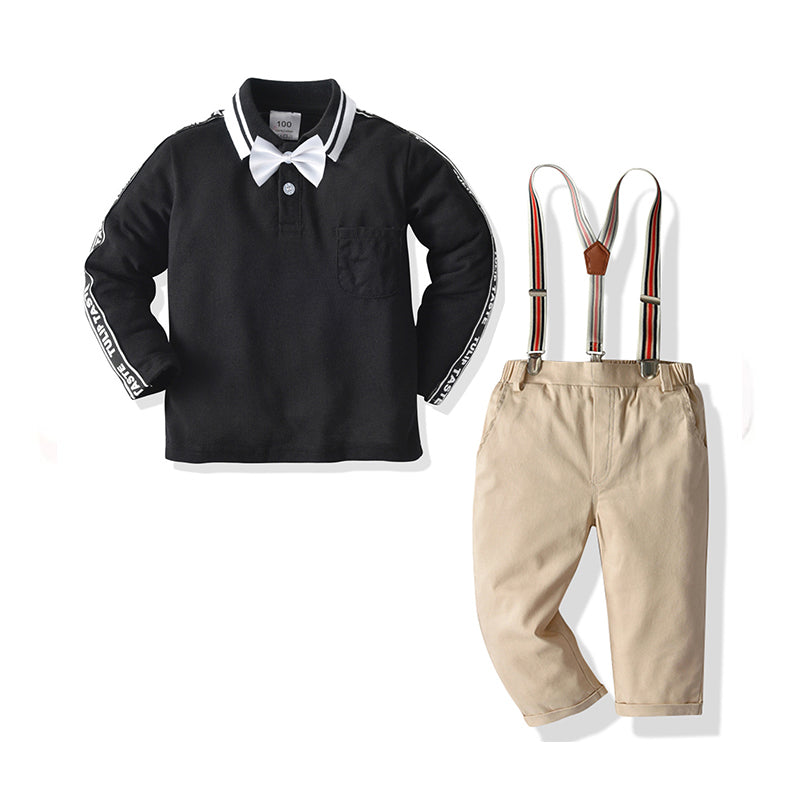 2 Pieces Kid Boy TASTE Polo Shirt Matching Suspender Pants  Wholesale 22454418