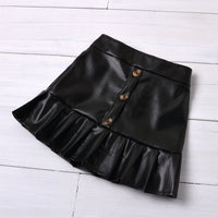 Load image into Gallery viewer, 2 Pieces Kid GIrl Leopard Puff Sleeve Top With PU Ruffle Hem Skirt Set Wholesale 91974780
