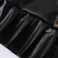 Load image into Gallery viewer, 2 Pieces Kid GIrl Leopard Puff Sleeve Top With PU Ruffle Hem Skirt Set Wholesale 91974780
