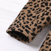 Load image into Gallery viewer, 2 Pieces Kid GIrl Leopard Puff Sleeve Top With PU Ruffle Hem Skirt Set Wholesale 91974780
