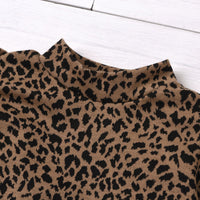 Load image into Gallery viewer, 2 Pieces Kid GIrl Leopard Puff Sleeve Top With PU Ruffle Hem Skirt Set Wholesale 91974780
