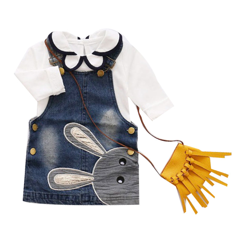 2 Pieces Kid Girl Blouse Matching Rabbit Suspender Skirt Set Wholesale 55263383