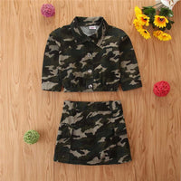 Load image into Gallery viewer, 2 Pieces Kid Girl Camouflage Set Top Matching Skirt Wholesale 12027240

