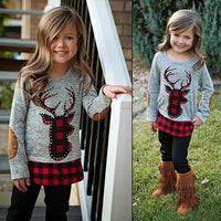 Load image into Gallery viewer, 2 Pieces Kid Girl Christmas Set Deer Check Top Matching Pants Wholesale 76533385
