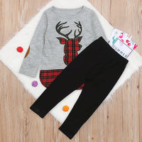 Load image into Gallery viewer, 2 Pieces Kid Girl Christmas Set Deer Check Top Matching Pants Wholesale 76533385
