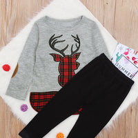 Load image into Gallery viewer, 2 Pieces Kid Girl Christmas Set Deer Check Top Matching Pants Wholesale 76533385
