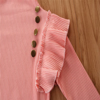 Load image into Gallery viewer, 2 Pieces Kid Girl Flutter Sleeev Turtle Neck Top Matching Flared Pants Set Wholesale 06874764
