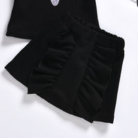 Load image into Gallery viewer, 2 Pieces Set Baby Kid Girls Muslin&amp;Ribbed Print T-Shirts And Solid Color Skirts Wholesale 04067454
