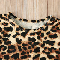 Load image into Gallery viewer, 2 Pieces Kid Girl Leopard Set Flared Sleeve Top Matching Jeans Wholesale 33343352
