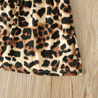 Load image into Gallery viewer, 2 Pieces Kid Girl Leopard Set Flared Sleeve Top Matching Jeans Wholesale 33343352
