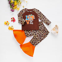 Load image into Gallery viewer, 2 Pieces Kid Girl Leopard Set Pumpkin Top With Flared Trousers Wholesale 78697206

