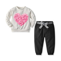 Load image into Gallery viewer, 2 Pieces Kid Girl Love Heart Sweatshirt &amp; Belted Pants Set Wholesale 70546678
