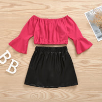 Load image into Gallery viewer, 2 Pieces Set Baby Kid Girls Solid Color Tops And Skirts Wholesale 29427480
