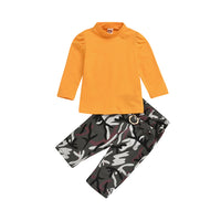 Load image into Gallery viewer, 2 Pieces Set Baby Kid Girls Solid Color Tops And Camo Pants Wholesale 38597496
