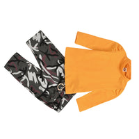 Load image into Gallery viewer, 2 Pieces Set Baby Kid Girls Solid Color Tops And Camo Pants Wholesale 38597496
