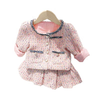 Load image into Gallery viewer, 2 Pieces Set Baby Kid Girls Checked Jackets Outwears And Skirts Wholesale 95256257
