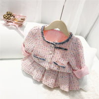 Load image into Gallery viewer, 2 Pieces Set Baby Kid Girls Checked Jackets Outwears And Skirts Wholesale 95256257
