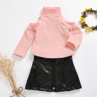 Load image into Gallery viewer, 2 Pieces Set Baby Kid Girls Solid Color Tops And Skirts Wholesale 81567497
