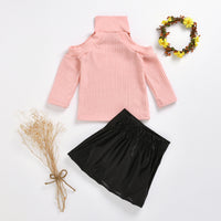 Load image into Gallery viewer, 2 Pieces Set Baby Kid Girls Solid Color Tops And Skirts Wholesale 81567497
