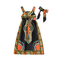Load image into Gallery viewer, 2 Pieces Set Baby Kid Girls Bohemian Print Dresses And Bow Headwear Wholesale 93037468
