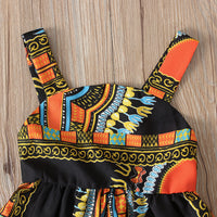 Load image into Gallery viewer, 2 Pieces Set Baby Kid Girls Bohemian Print Dresses And Bow Headwear Wholesale 93037468
