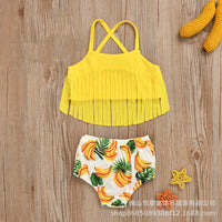Load image into Gallery viewer, 2 Pieces Kid Girl Swimwear Set Plant Cami Top With Shorts Wholesale 49594668
