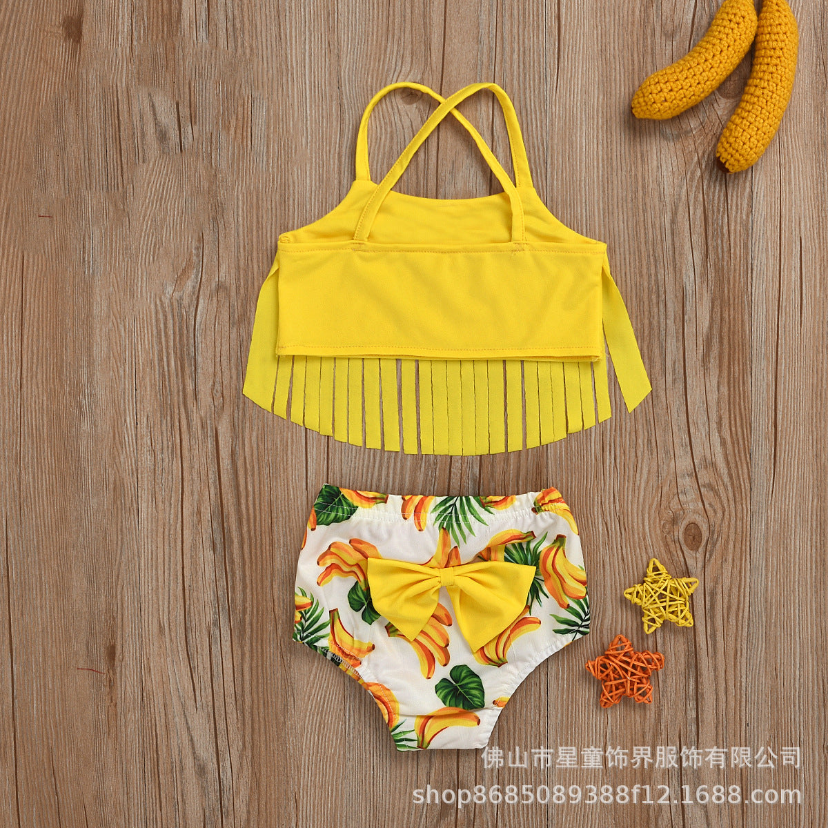 2 Pieces Kid Girl Swimwear Set Plant Cami Top With Shorts Wholesale 49594668