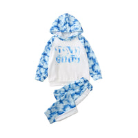 Load image into Gallery viewer, 2 Pieces Set Baby Kid Girls Letters Hoodies Swearshirts Color-blocking And Tie Dye Pants Wholesale 76606630
