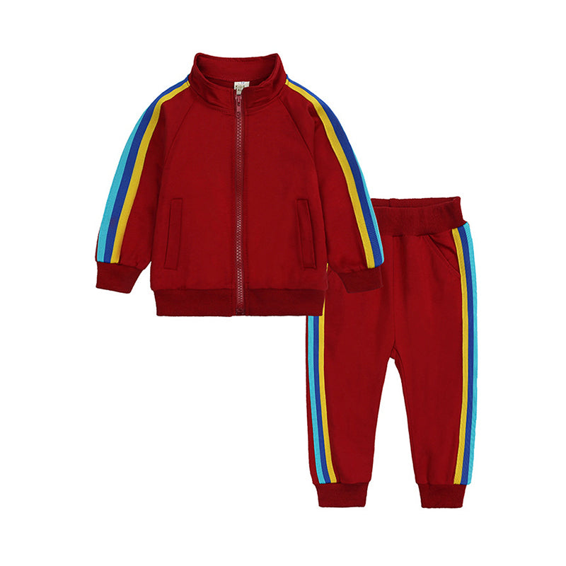 2 Pieces Kid Side Stripe Tracksuit Set Jacket Matching Pants Wholesale 84224423