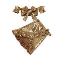 Load image into Gallery viewer, 2 Pieces Little Girl Knot Tie Off Shoulder Top &amp; Ruffled Detail Hi-lo Hem Skirt Set Wholesale 58972714
