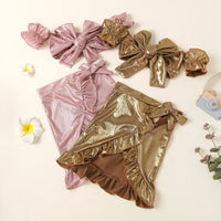 Load image into Gallery viewer, 2 Pieces Little Girl Knot Tie Off Shoulder Top &amp; Ruffled Detail Hi-lo Hem Skirt Set Wholesale 58972714
