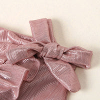 Load image into Gallery viewer, 2 Pieces Little Girl Knot Tie Off Shoulder Top &amp; Ruffled Detail Hi-lo Hem Skirt Set Wholesale 58972714
