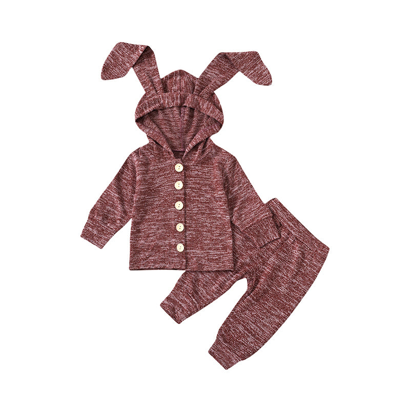 2 Pieces Little Girl Rabbit Hoodie & Trousers Set Wholesale 29224645