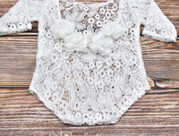 Load image into Gallery viewer, 2 Pieces Newborn Photography Flower Decor Lace Bodysuit With Headband Wholesale 69142332
