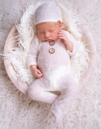 Load image into Gallery viewer, 2 Pieces Newborn Photography Solid Color Footed Jumpsuit With Hat Wholesale 23112307
