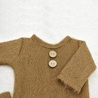 Load image into Gallery viewer, 2 Pieces Newborn Photography Solid Color Footed Jumpsuit With Hat Wholesale 23112307
