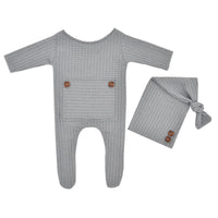 Load image into Gallery viewer, 2 Pieces Newborn Solid Color Photography Jumpsuit And Hat Set Wholesale 93834618
