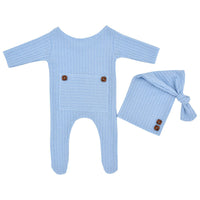 Load image into Gallery viewer, 2 Pieces Newborn Solid Color Photography Jumpsuit And Hat Set Wholesale 93834618
