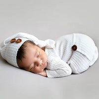 Load image into Gallery viewer, 2 Pieces Newborn Solid Color Photography Jumpsuit And Hat Set Wholesale 93834618
