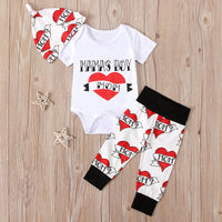 Load image into Gallery viewer, 3 Pieces Summer Girls&#39; Short Sleeve Love Letter Khat Top And Long Pants Wholesale 68692446
