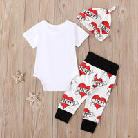 Load image into Gallery viewer, 3 Pieces Summer Girls&#39; Short Sleeve Love Letter Khat Top And Long Pants Wholesale 68692446
